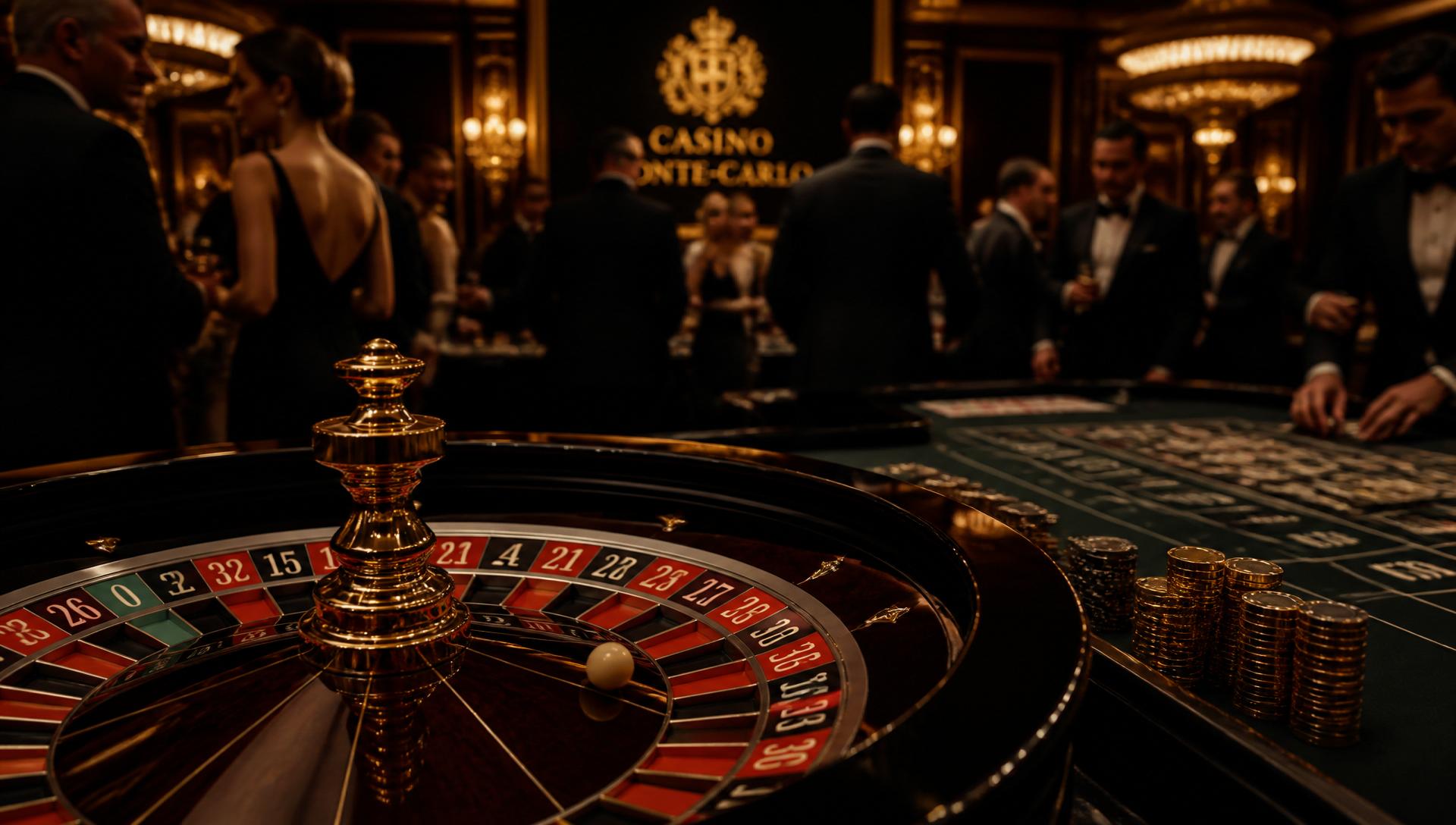 Roulettehjul og gæster i jakkesæt til et eksklusivt casinoevent